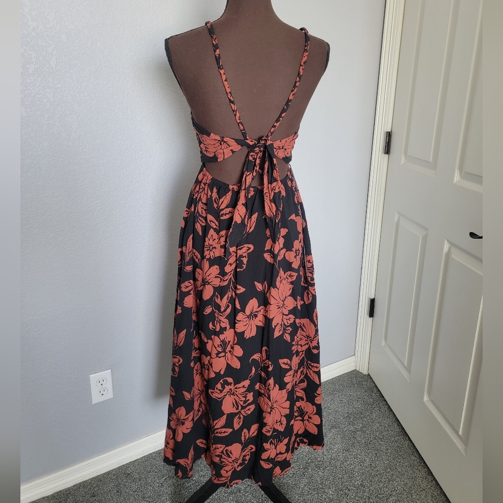 NWOT! Free People Black and Orange Floral Maxi Dress - Picture 3 of 5